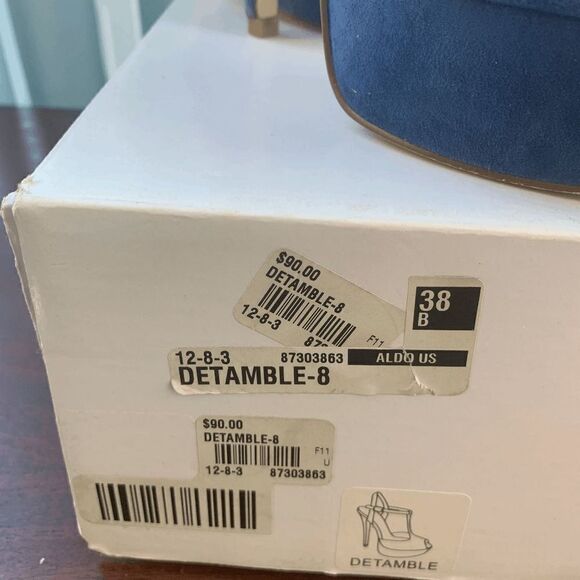 Aldo Womens Detamble Peep Toe High Heels Ankle Strap Blue EU 38 - Picture 9 of 13